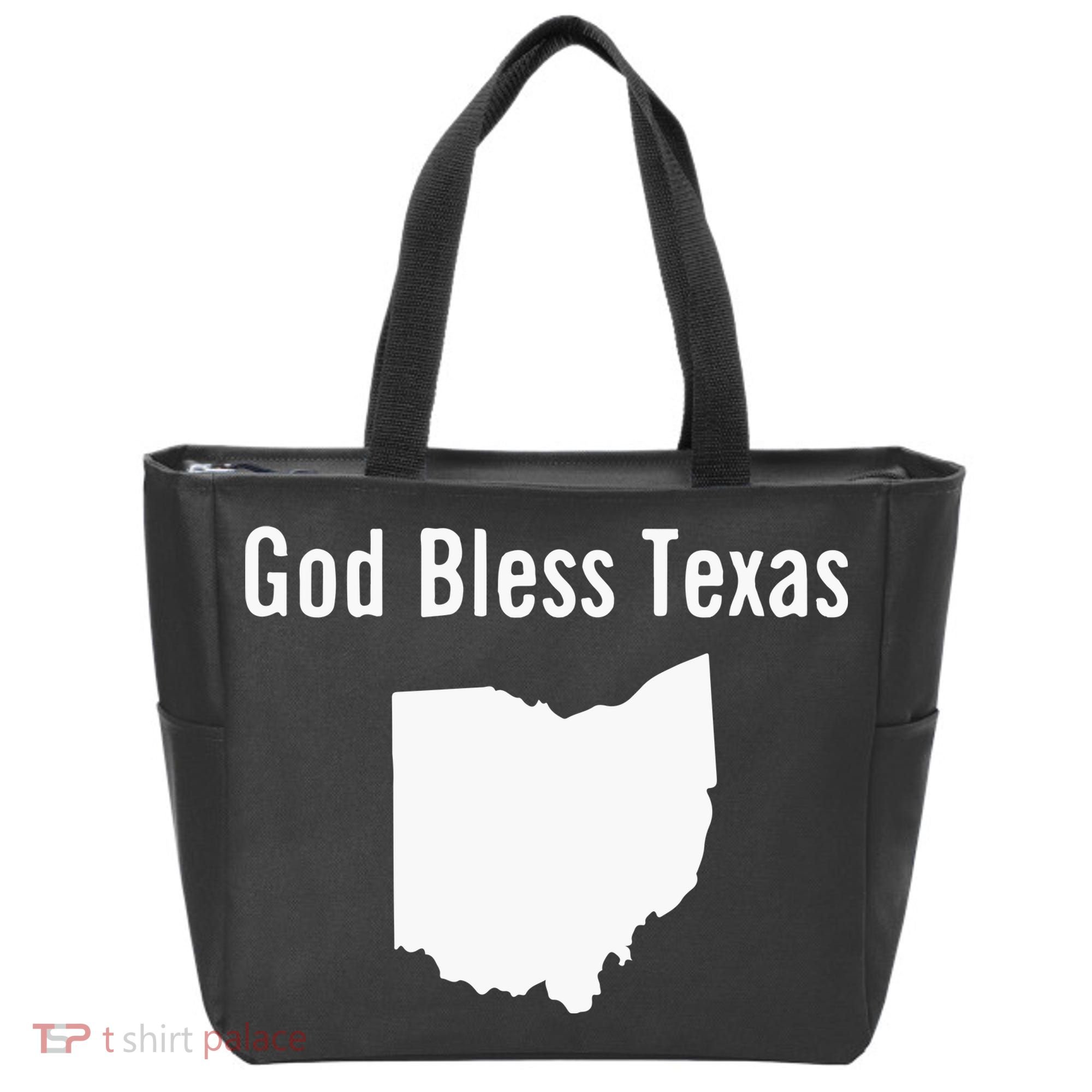 God Bless Texas Ohio Tote Bag