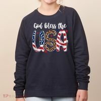 God Bless The USA American Flag Patriotic Women's Sweatshirt thumb 0