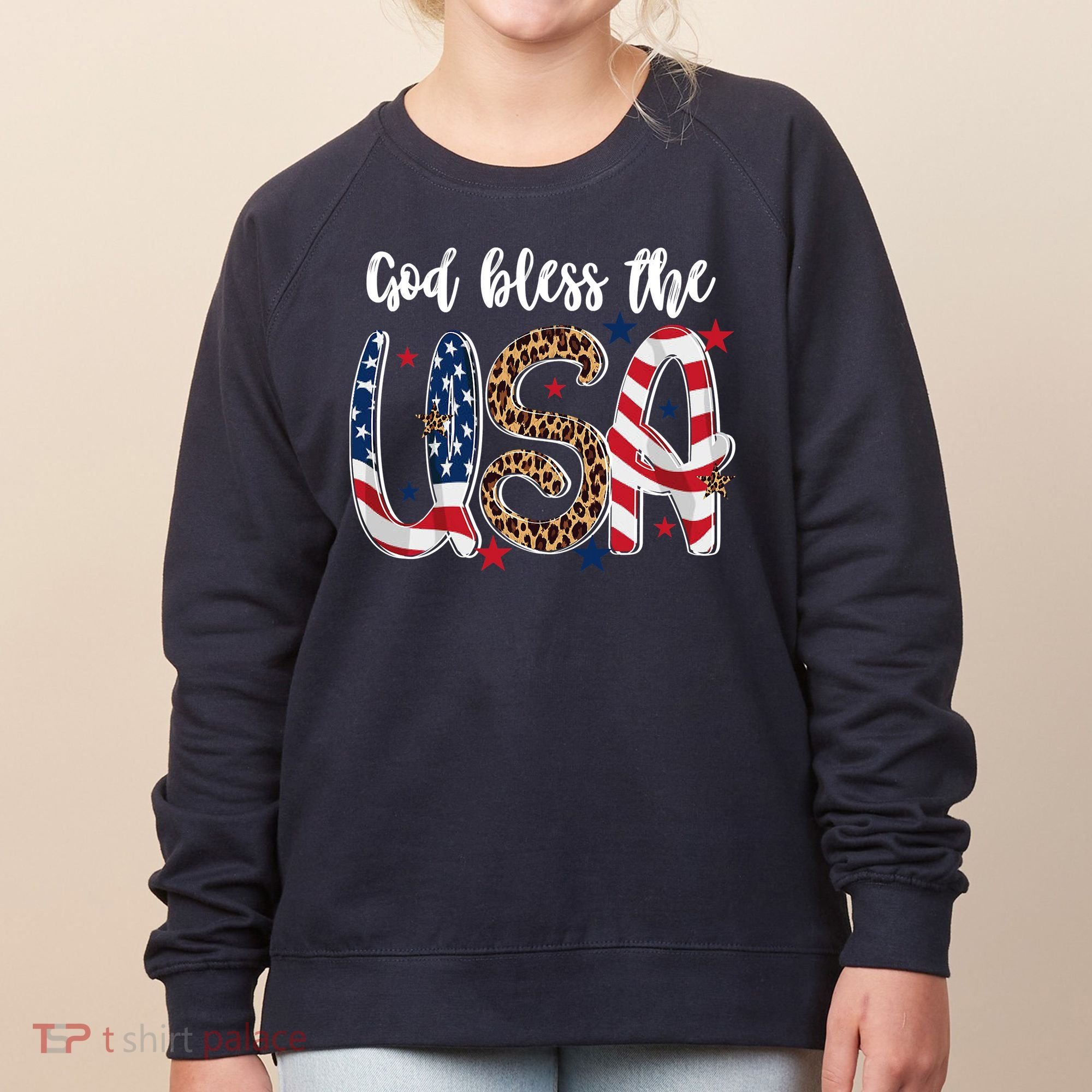 God Bless The USA American Flag Patriotic Women's Sweatshirt