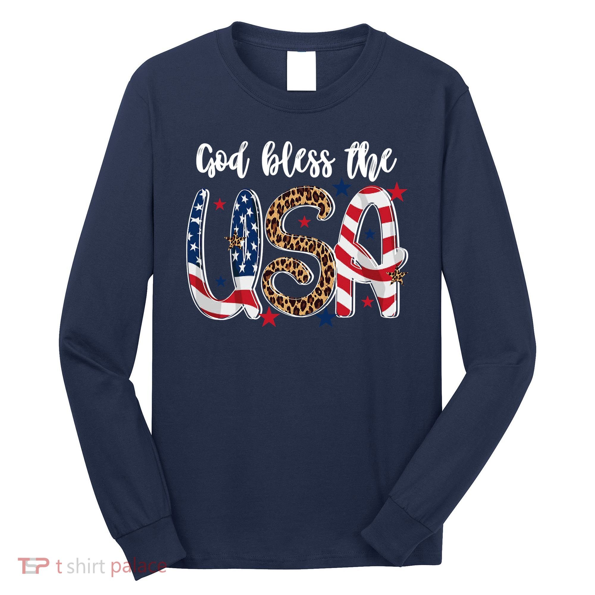 God Bless The USA American Flag Patriotic Long Sleeve Shirt