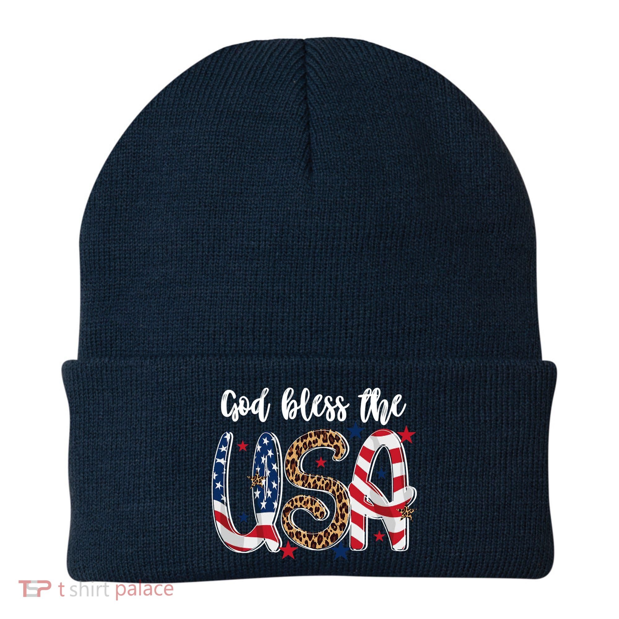 God Bless The USA American Flag Patriotic Beanie