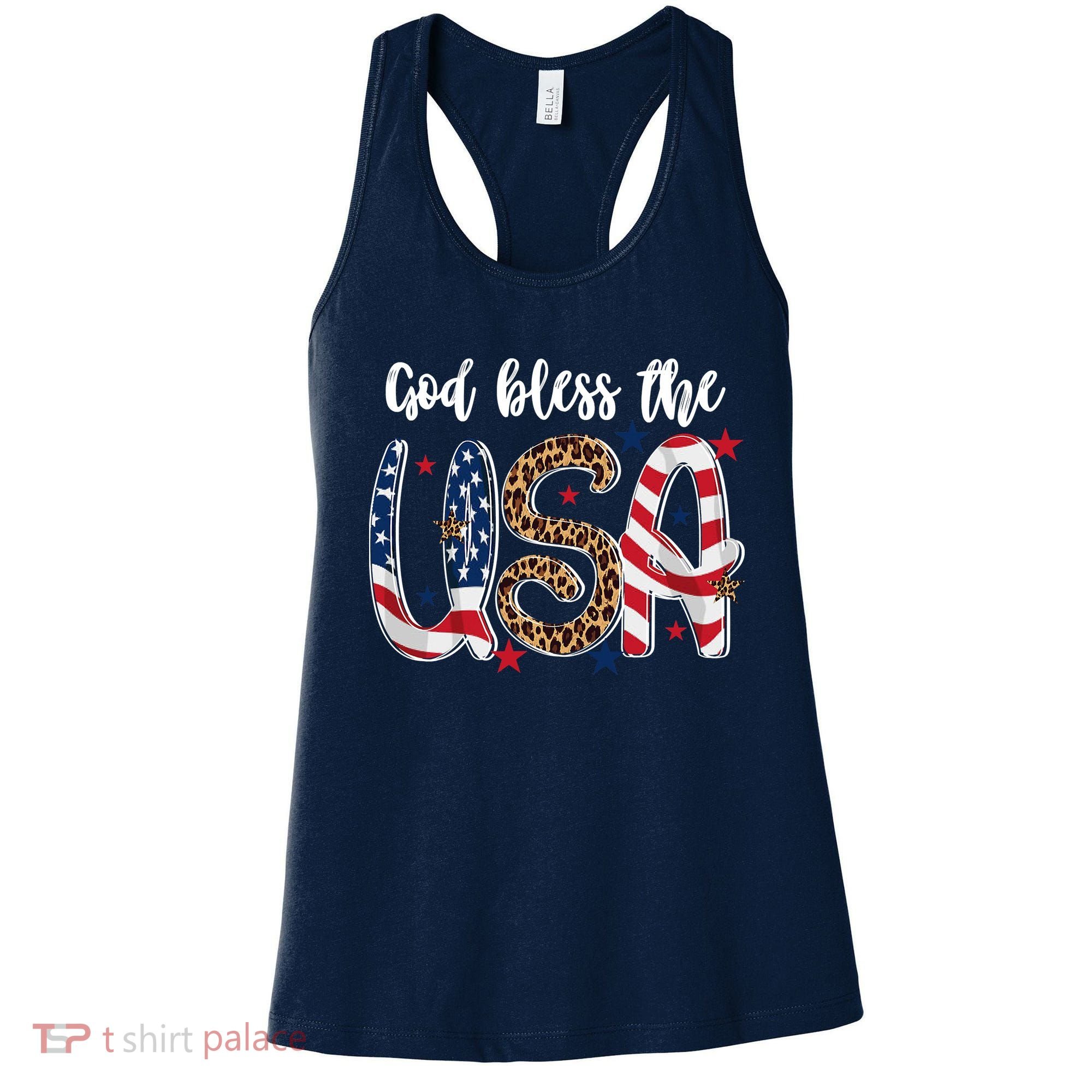 God Bless The USA American Flag Patriotic Women's Tank Top