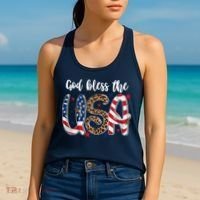 God Bless The USA American Flag Patriotic Women's Tank Top thumb 2