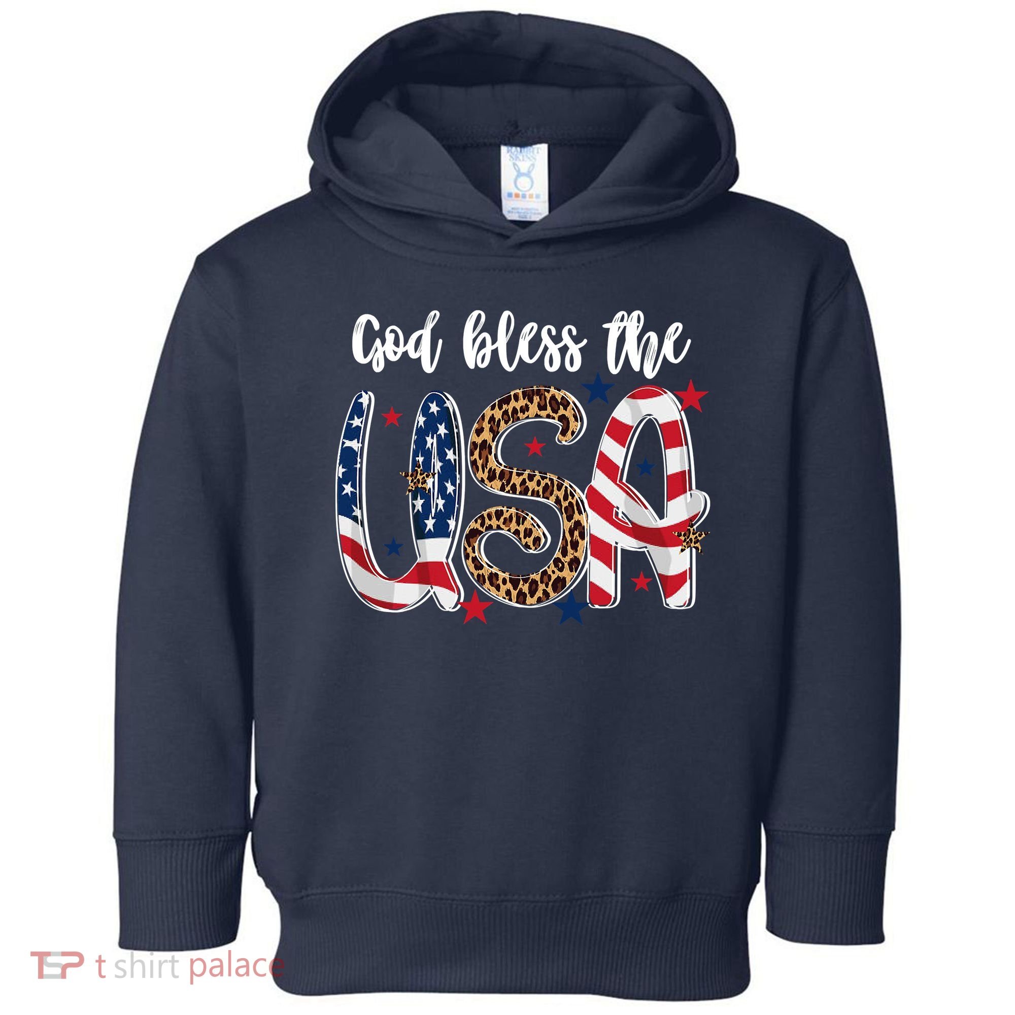 God Bless The USA American Flag Patriotic Toddler Hoodie