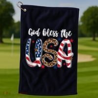 God Bless The USA American Flag Patriotic Golf Towel thumb 1