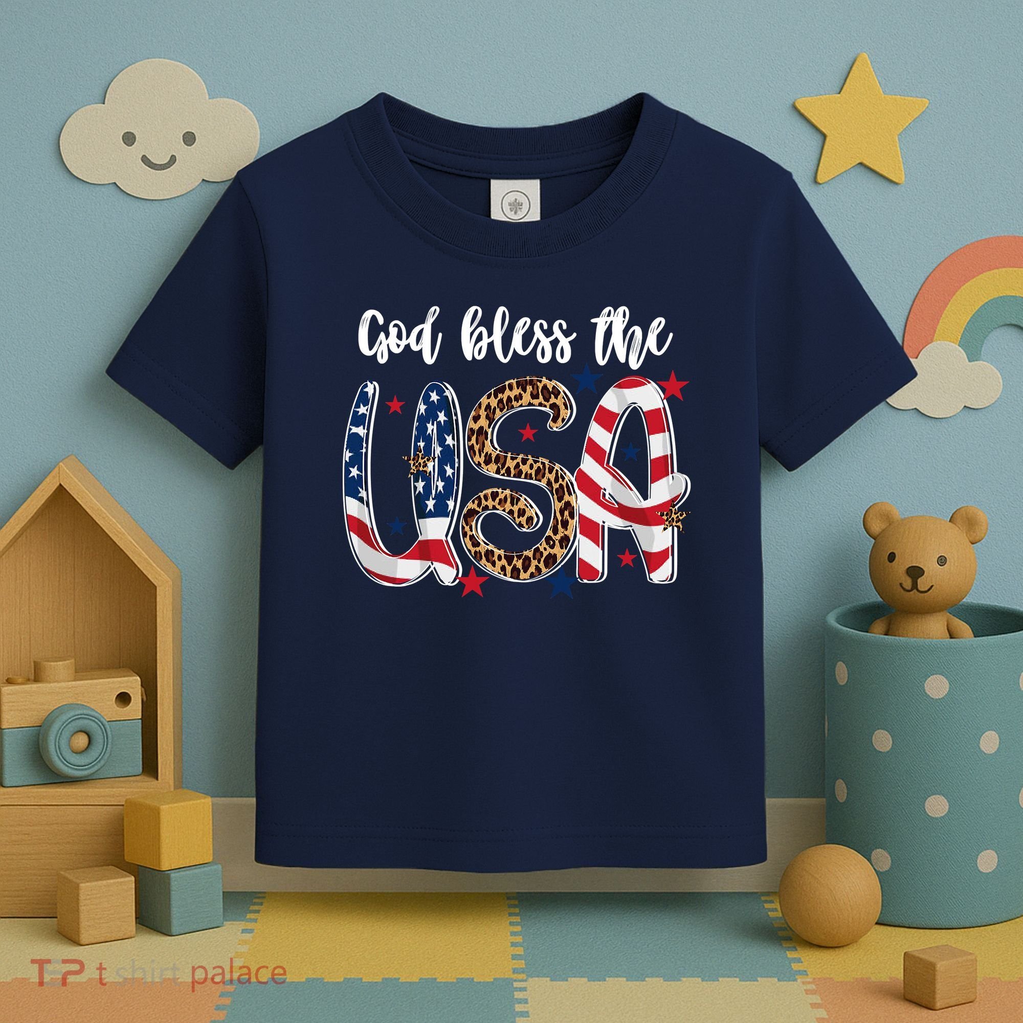 God Bless The USA American Flag Patriotic Toddler T-Shirt