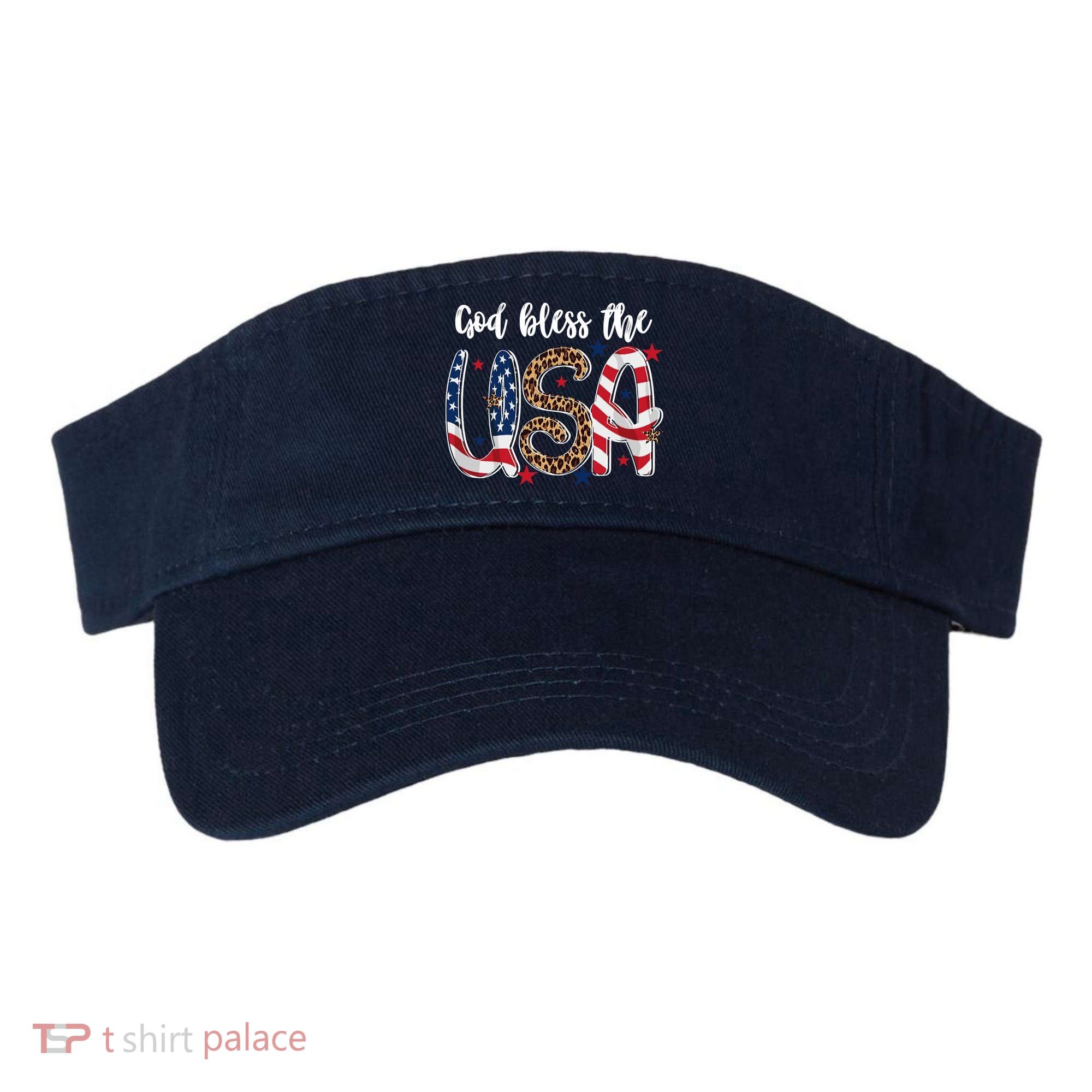 God Bless The USA American Flag Patriotic Visor