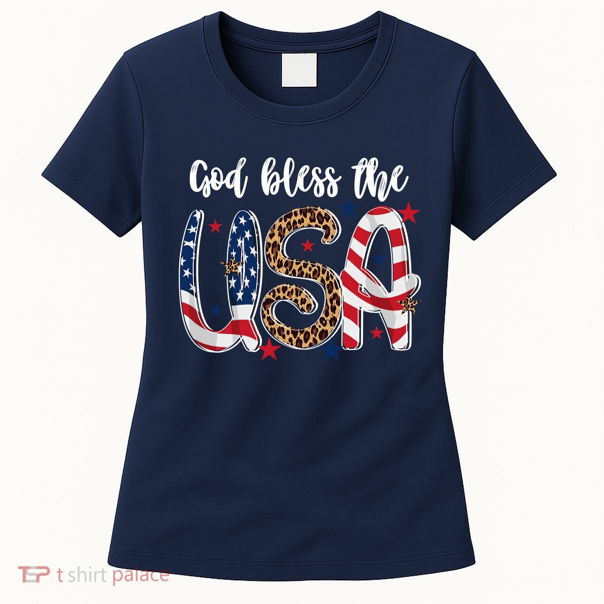 God Bless The USA American Flag Patriotic Women's T-Shirt