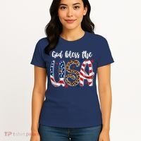 God Bless The USA American Flag Patriotic Women's T-Shirt thumb 4