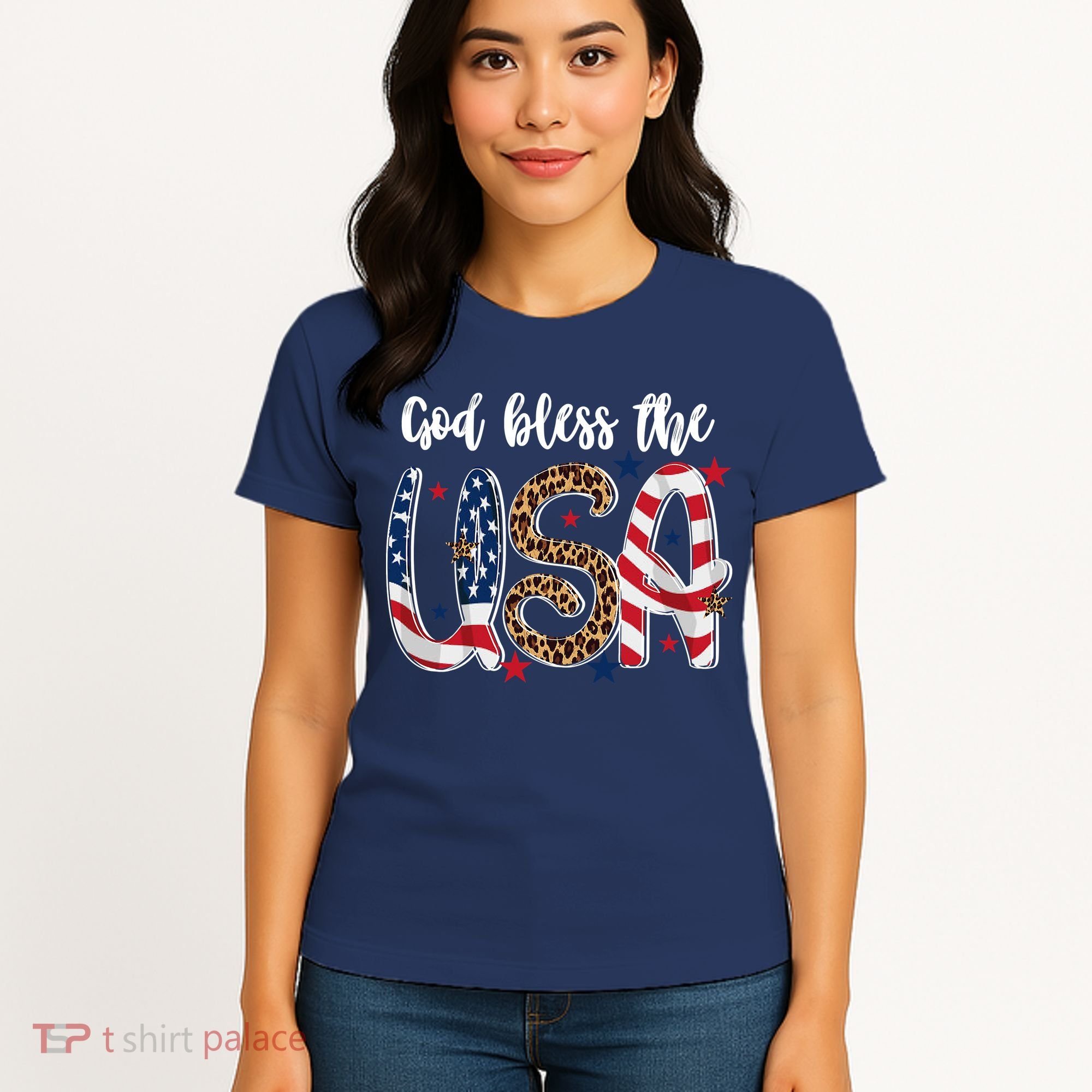 God Bless The USA American Flag Patriotic Women's T-Shirt