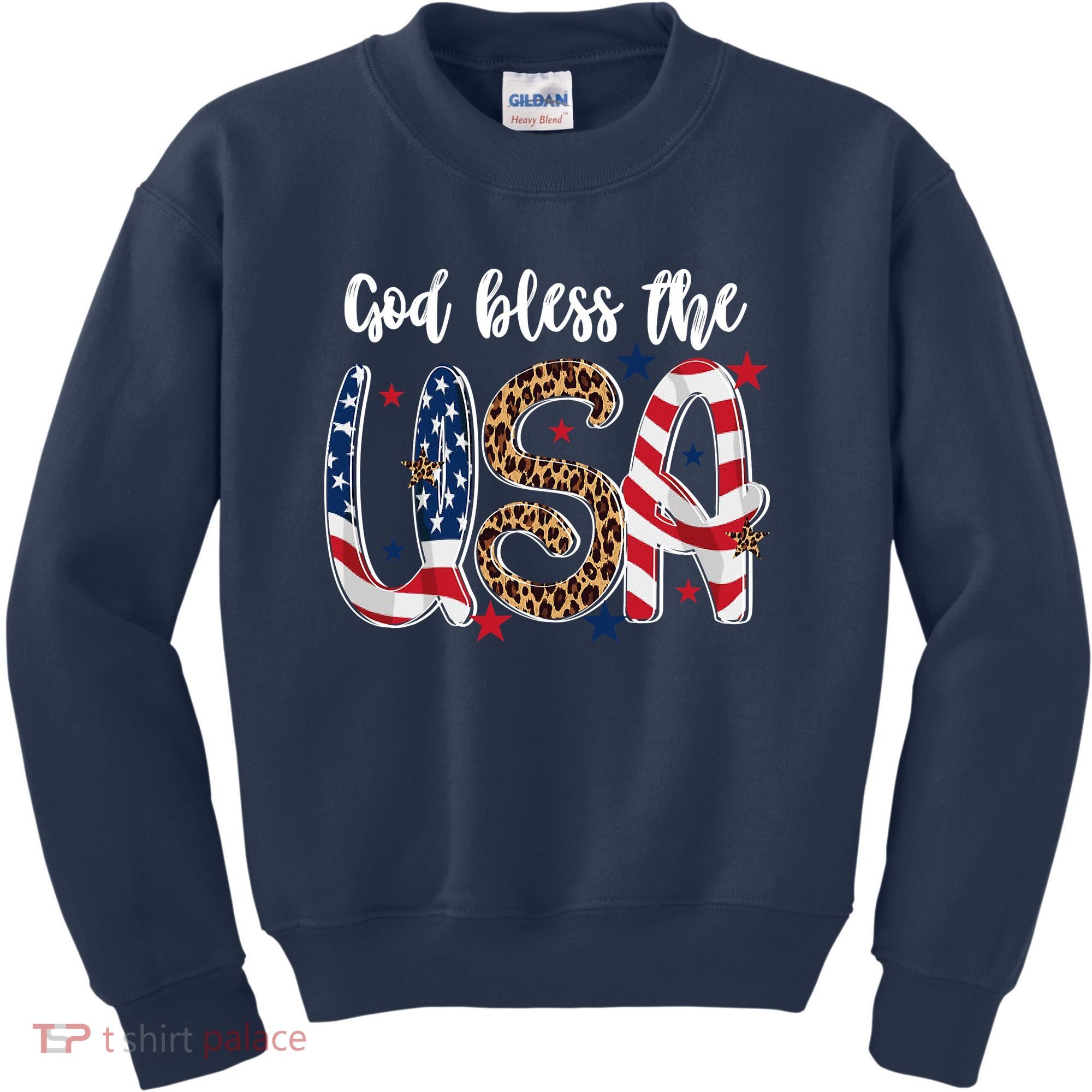 God Bless The USA American Flag Patriotic Kids Sweatshirt