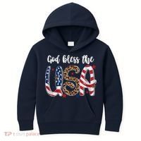 God Bless The USA American Flag Patriotic Kids Hoodie thumb 0