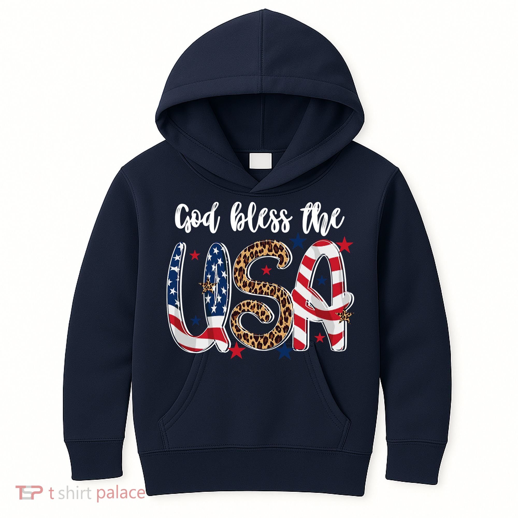 God Bless The USA American Flag Patriotic Kids Hoodie