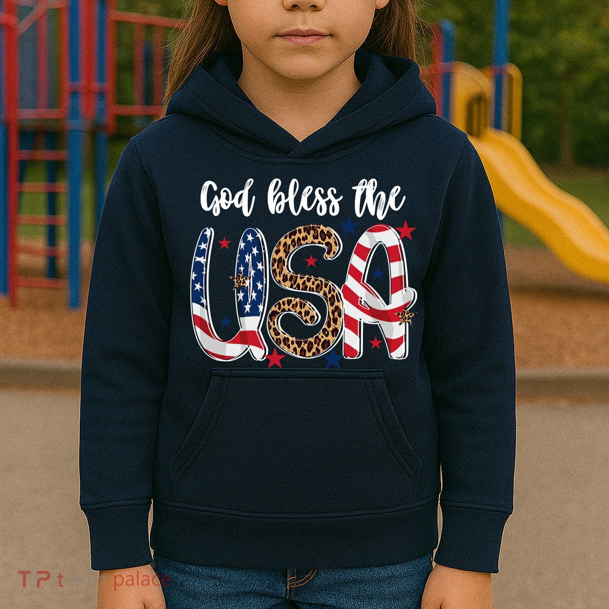 God Bless The USA American Flag Patriotic Kids Hoodie