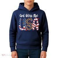 God Bless The USA American Flag Patriotic Kids Hoodie thumb 4