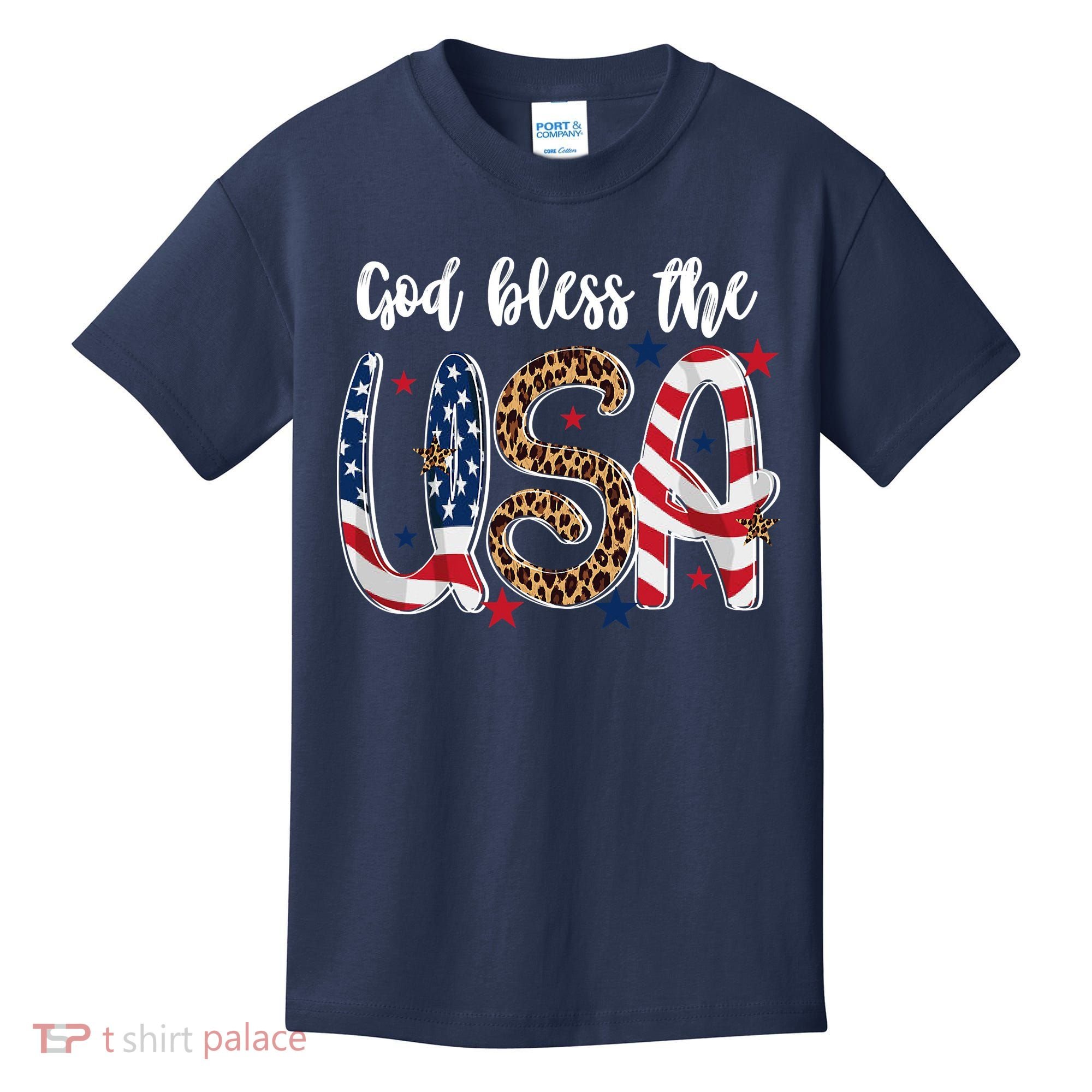 God Bless The USA American Flag Patriotic Kids T-Shirt