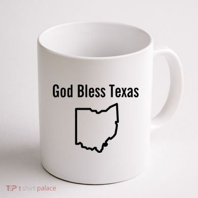 God Bless Texas Ohio Coffee Mug back