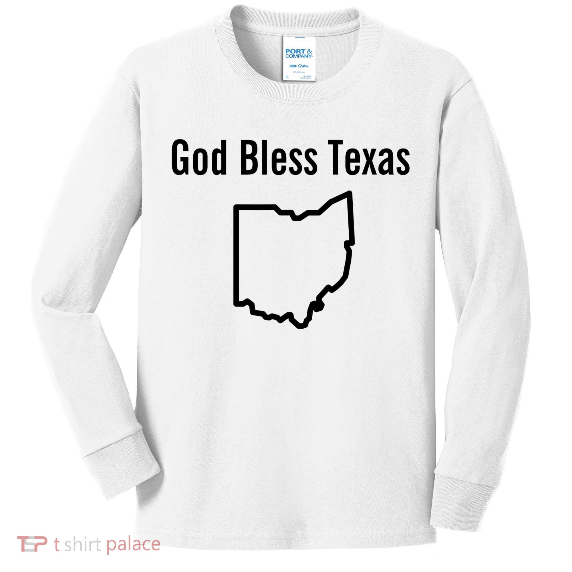 God Bless Texas Ohio Kids Long Sleeve Shirt