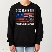 God Bless The American Farmer Usa Flag Tractor Patriotic Gift Women's Sweatshirt thumb 0