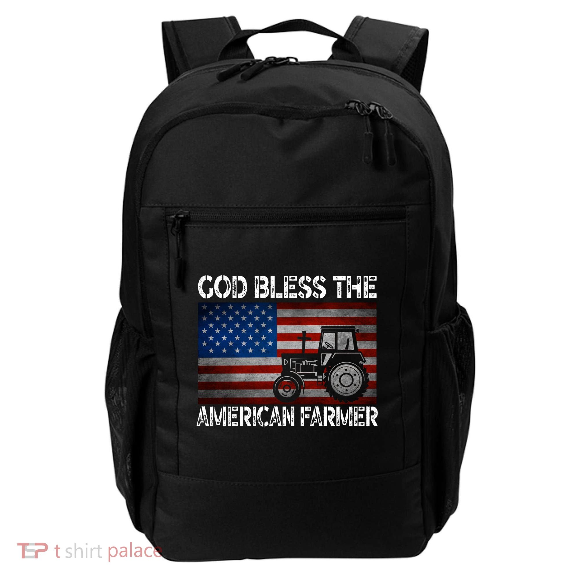 God Bless The American Farmer Usa Flag Tractor Patriotic Gift Backpack