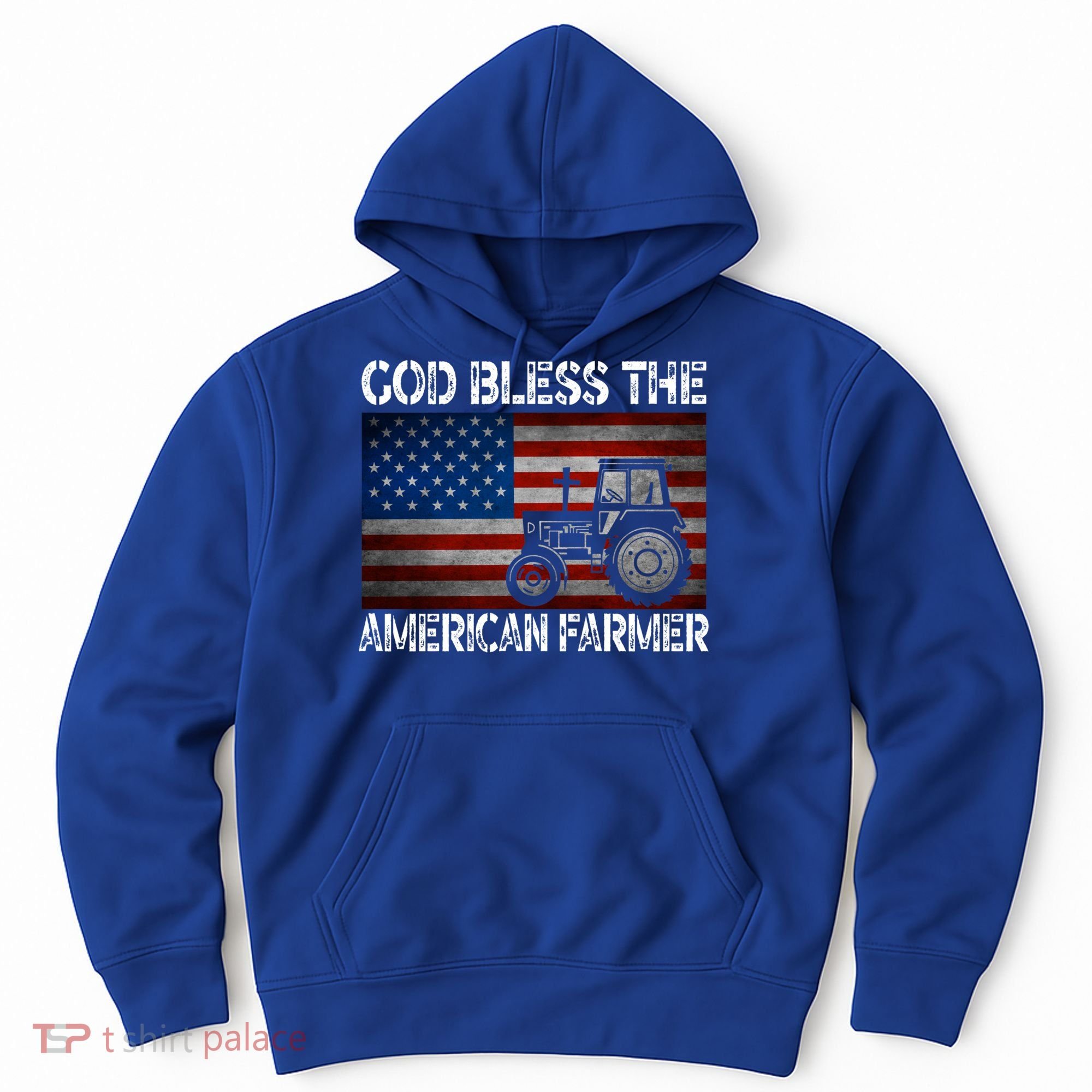 God Bless The American Farmer Usa Flag Tractor Patriotic Gift Hoodie