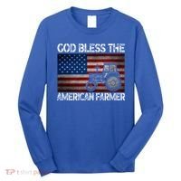 God Bless The American Farmer Usa Flag Tractor Patriotic Gift Long Sleeve Shirt thumb 0