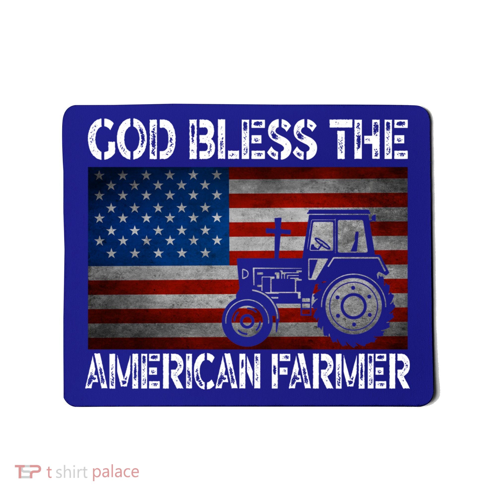 God Bless The American Farmer Usa Flag Tractor Patriotic Gift Mousepad
