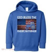God Bless The American Farmer Usa Flag Tractor Patriotic Gift Toddler Hoodie thumb 0