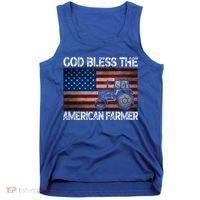 God Bless The American Farmer Usa Flag Tractor Patriotic Gift Tank Top thumb 0