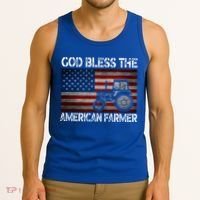 God Bless The American Farmer Usa Flag Tractor Patriotic Gift Tank Top thumb 3