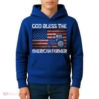 God Bless The American Farmer Usa Flag Tractor Patriotic Gift Kids Hoodie thumb 4