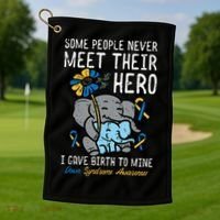 Gave Birth To My Hero Down Syndrome Awareness Mom Mama Golf Towel thumb 1