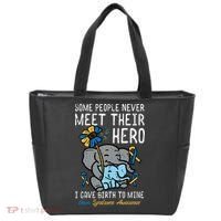 Gave Birth To My Hero Down Syndrome Awareness Mom Mama Tote Bag thumb 0