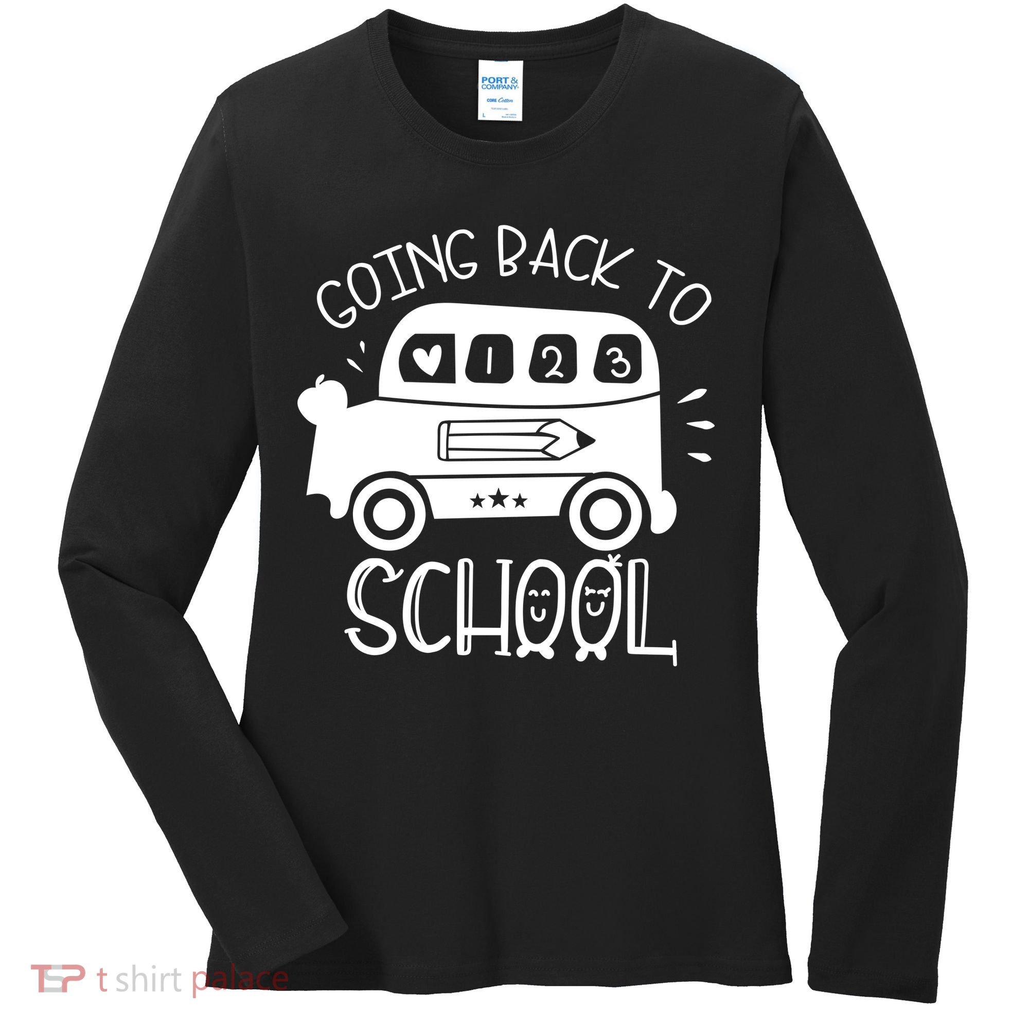 Going Back To School Cute Learning Bus Women's Long Sleeve Shirt