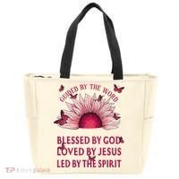 Guided By The Bible Blessed By God Sunflower Tote Bag thumb 0