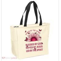 Guided By The Bible Blessed By God Sunflower Tote Bag thumb 2
