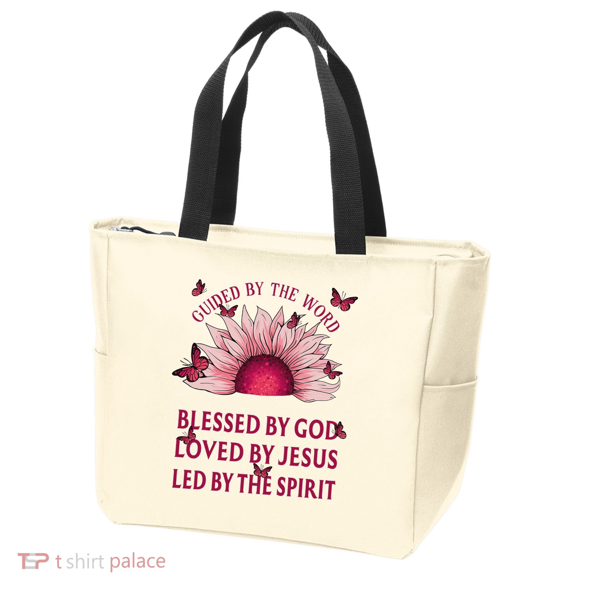 Guided By The Bible Blessed By God Sunflower Tote Bag