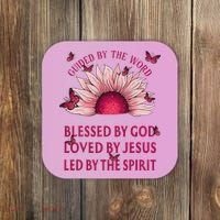 Guided By The Bible Blessed By God Sunflower Coaster thumb 0