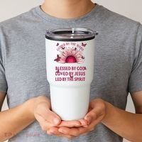 Guided By The Bible Blessed By God Sunflower Tumbler thumb 2
