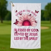 Guided By The Bible Blessed By God Sunflower Golf Towel thumb 1
