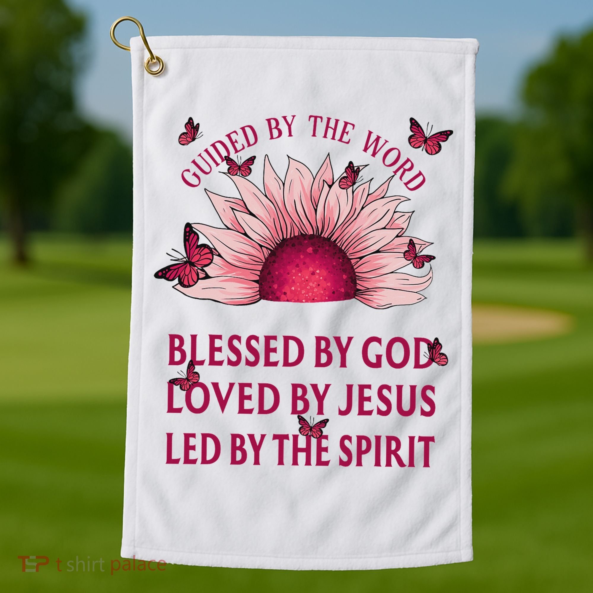 Guided By The Bible Blessed By God Sunflower Golf Towel