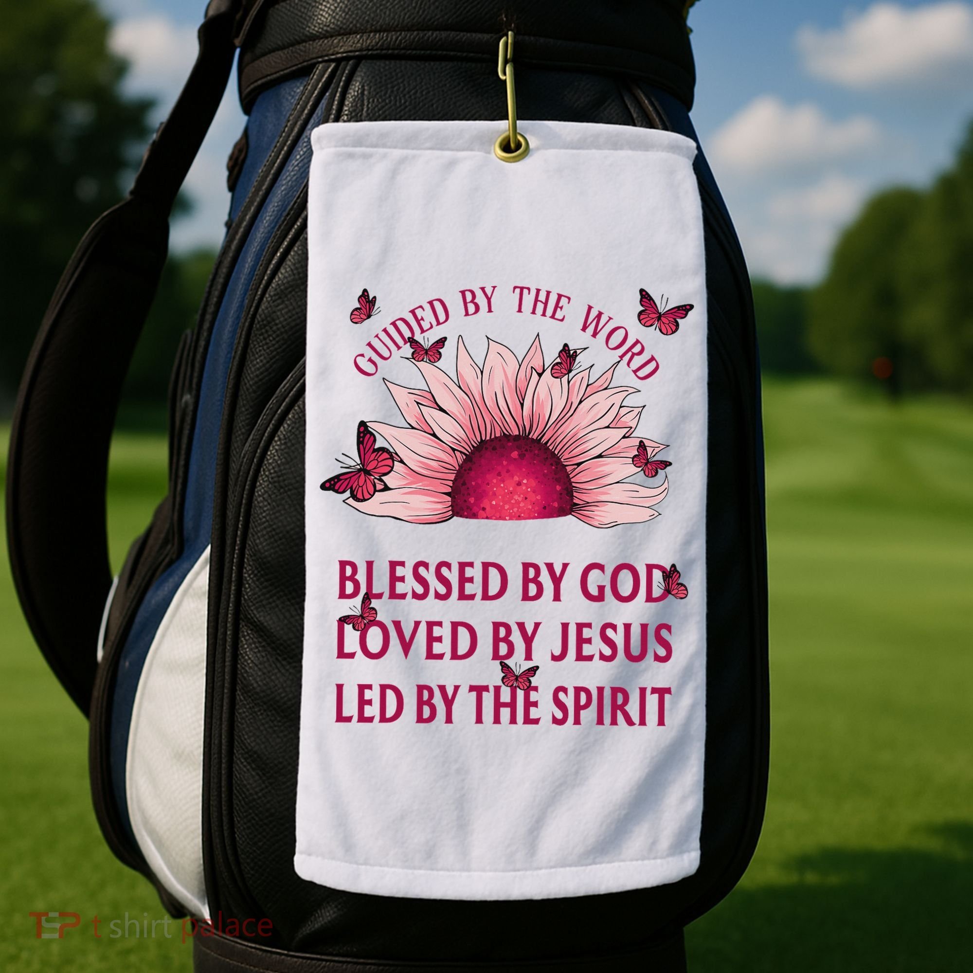 Guided By The Bible Blessed By God Sunflower Golf Towel
