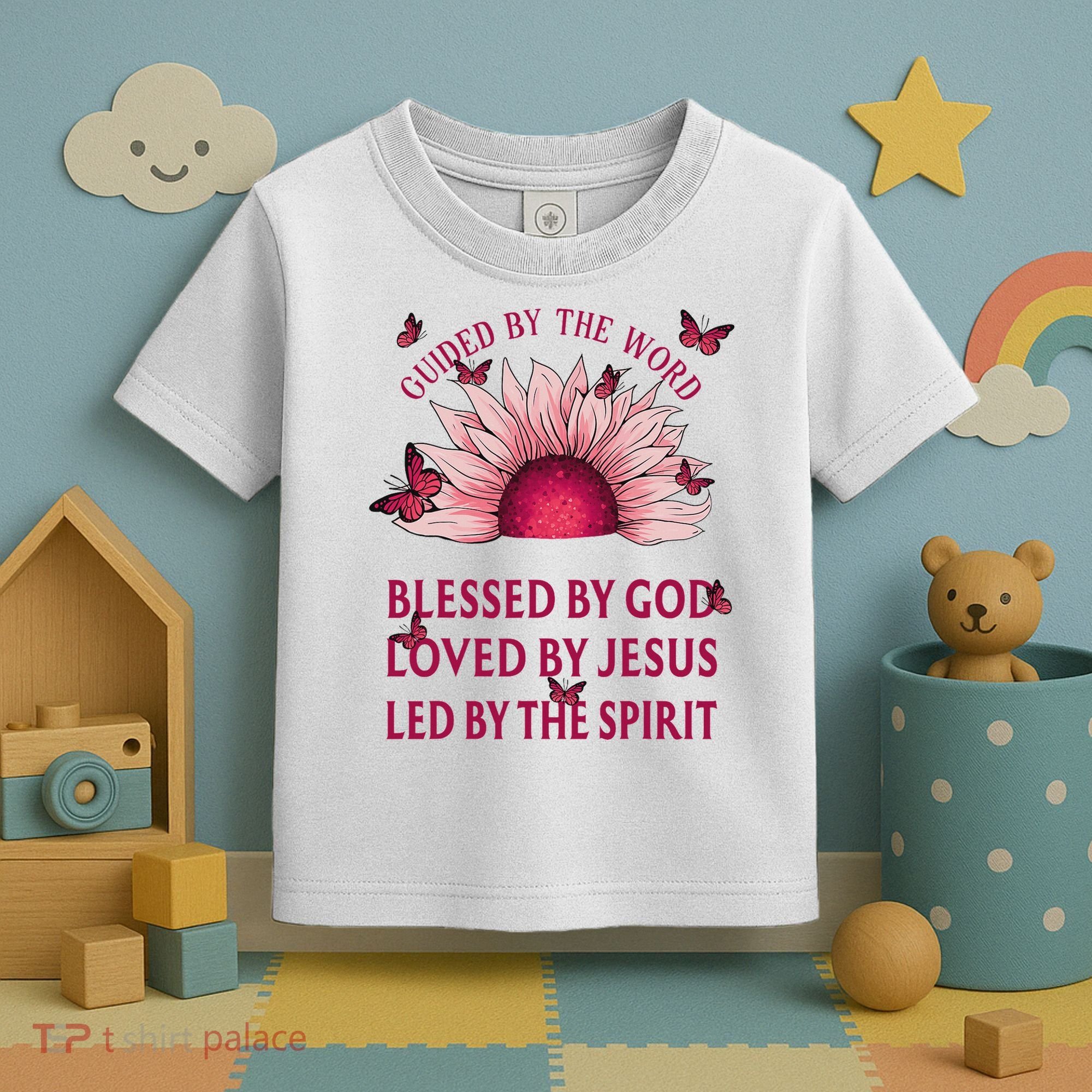 Guided By The Bible Blessed By God Sunflower Toddler T-Shirt