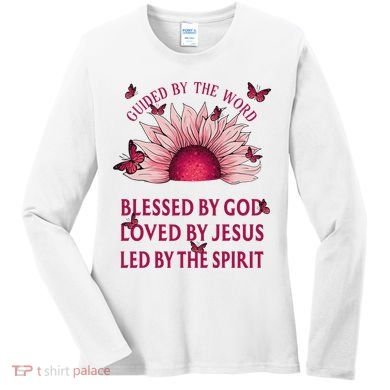 Guided By The Bible Blessed By God Sunflower Women's Long Sleeve Shirt