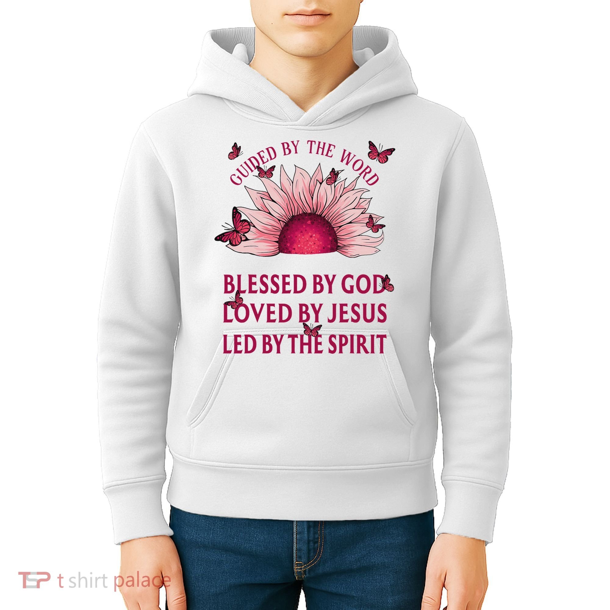 Guided By The Bible Blessed By God Sunflower Kids Hoodie