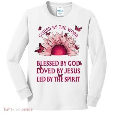 Guided By The Bible Blessed By God Sunflower Kids Long Sleeve Shirt