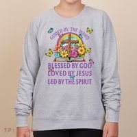 Guided By The Bible Blessed By God Loved By Jesus Christian Women's Sweatshirt thumb 0