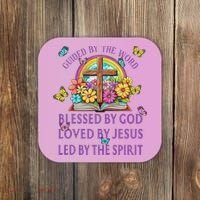 Guided By The Bible Blessed By God Loved By Jesus Christian Coaster thumb 0
