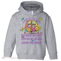 Guided By The Bible Blessed By God Loved By Jesus Christian Toddler Hoodie thumb 0