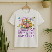 Guided By The Bible Blessed By God Loved By Jesus Christian T-Shirt thumb 2